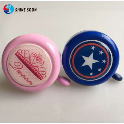 Bike Ring Bell Cheap Custom Design Logo Cartoon Pattern Marvel 56MM Kids City Bike Steel Plastic Epoxy Sticker Bicycle Bell